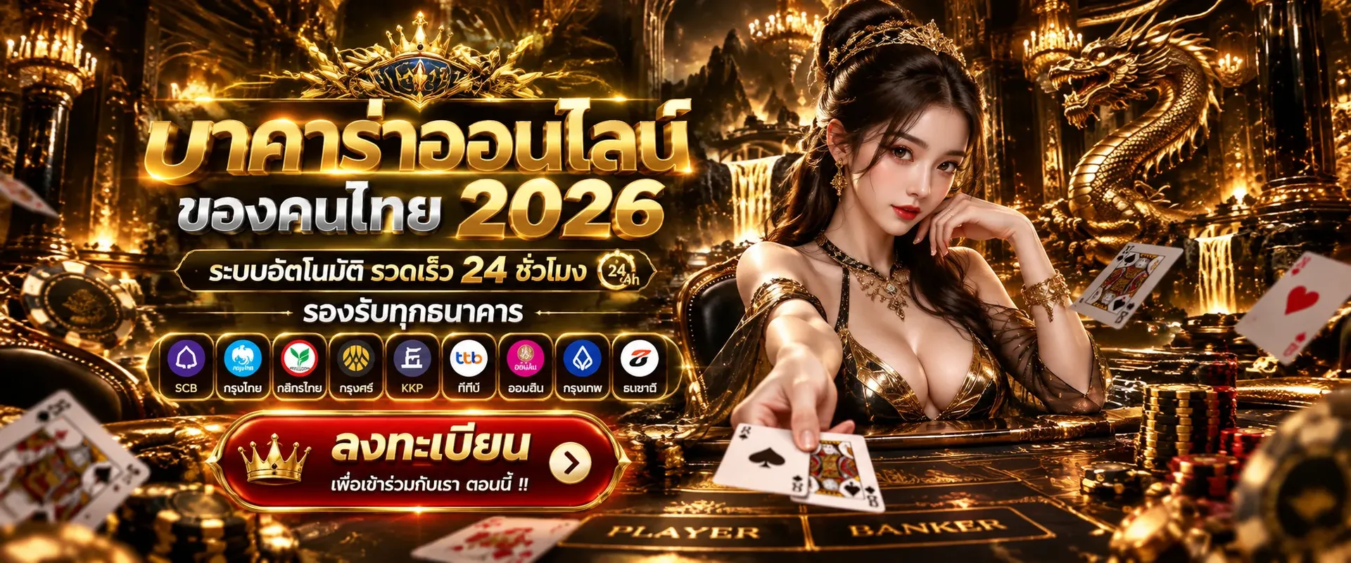 บาคาร่าออนไลน์ของคนไทย 2026 ระบบอัตโนมัติรวดเร็ว 24 ชั่วโมง รองรับทุกธนาคาร